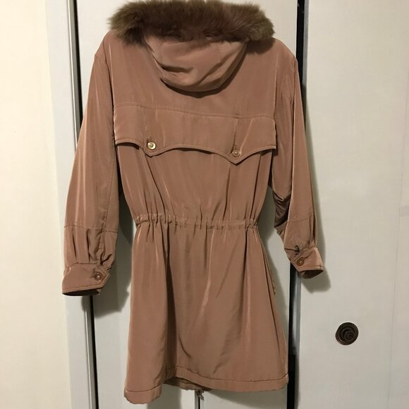 Ladies Apropos Tan Winter Hooded Jacket Three Quarter Length Size Medium - Picture 2 of 3